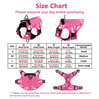 Pink Camouflage Tactical Dog Harness Vest Heavy Duty No Pull Service Dog Training Harness with Elastic Leash & Patches