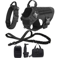 Large Dog Collar Dog Harness and Leash Set Pet Vest Tactical German Shepherd Harnesses for Small Dogs